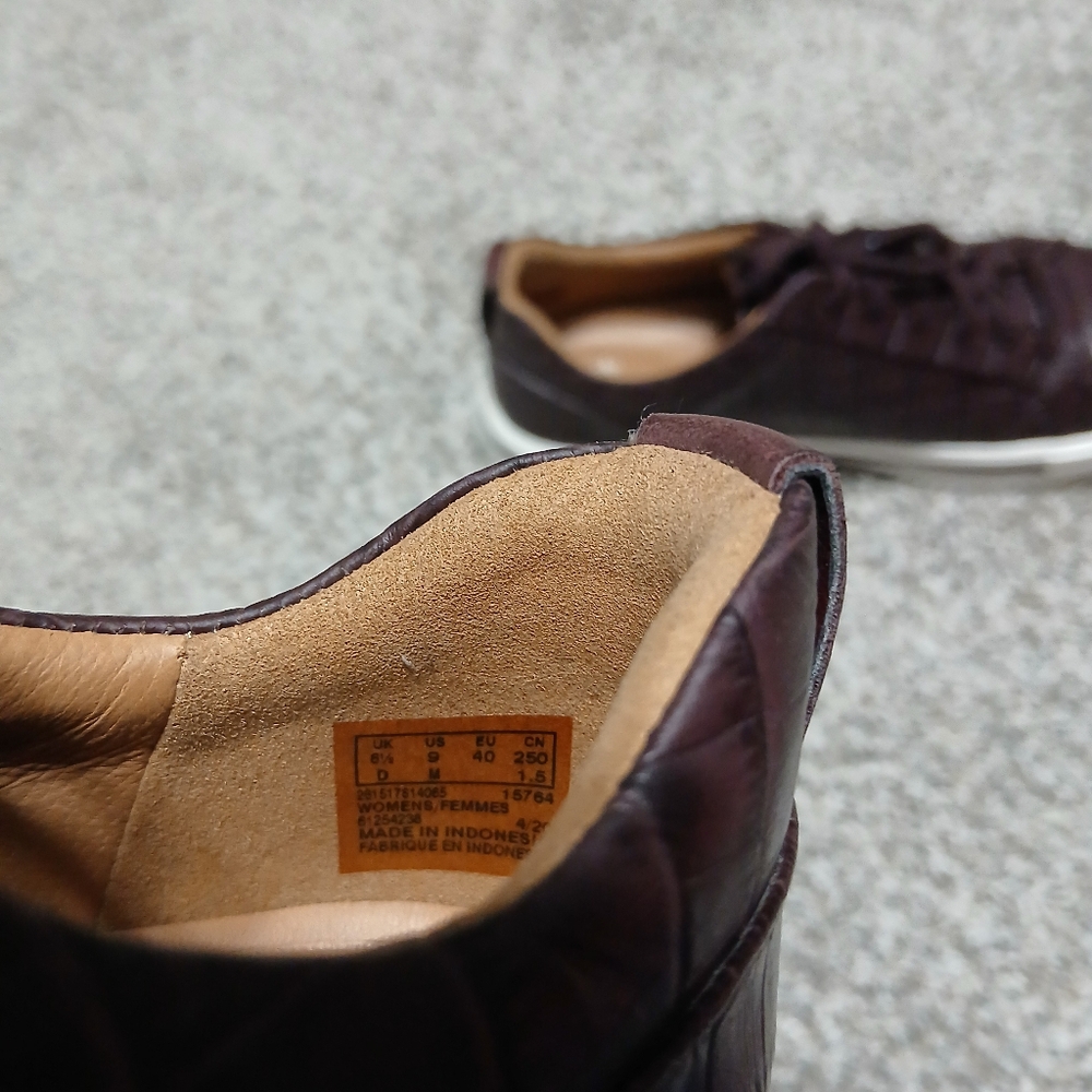 Clarks Women's Derby‎ Brown Low-Top Leather Tennis Shoes Sneaekrs  9 - Picture 8 of 14